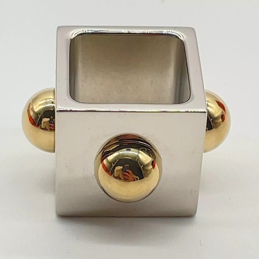 Hermes Chaine d'Ancre Scarf Ring Silver x Gold W/Box - Picture 2 of 9